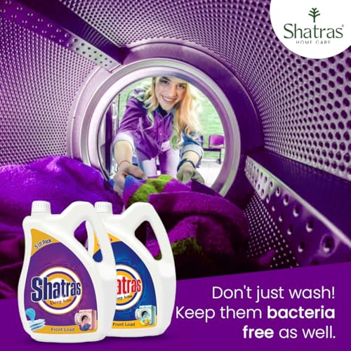 Image of Shatras Deep Action Laundry Liquid Detergent - 5 Liter (Pack of 2) | Front Load & Top Load Washing Machine Compatible | Natural Formula for Tough Stain Removal & Fabric Care | No Harsh Chemicals