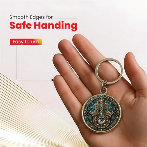 Image of MG | Protective Evil Eye /Spiritual Symbols /Om /Motivational Keychains | Double-Sided Metal Key Ring | Good Luck and devine Charm for Car, Bike, Home & Office