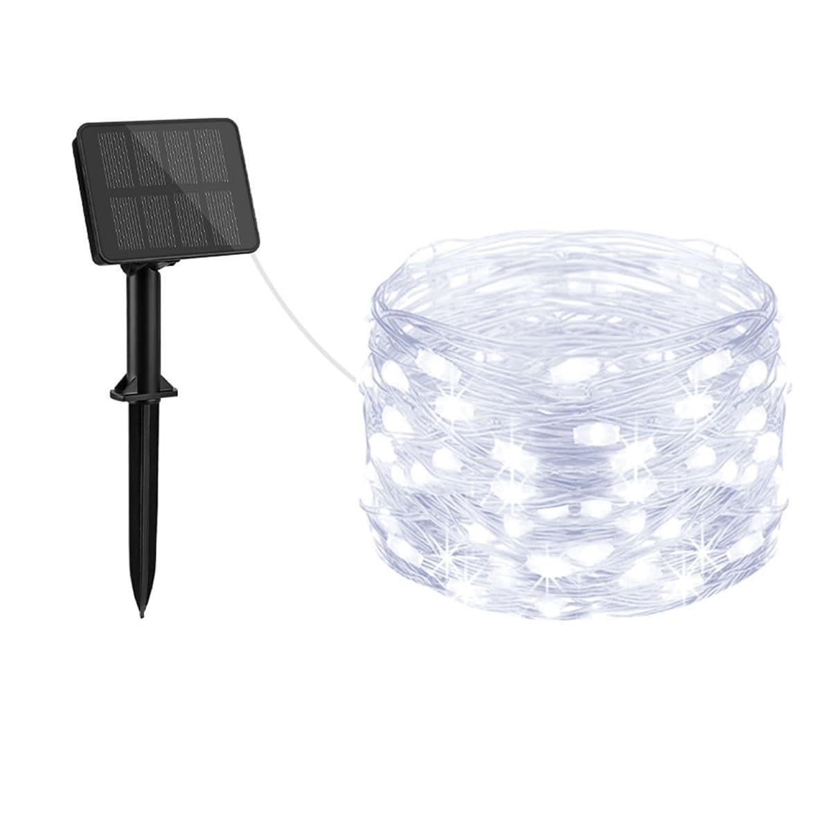 XAUCY Solarny łańcuch świetlny 32 m, 300 diod LED, drut miedziany, 8 trybów, wodoodporne łańcuchy świetlne na podwórko, choinkę, ogród, dekoracje zewnętrzne, lampy solarne (beżowy, 50 m, 500 diod LED)