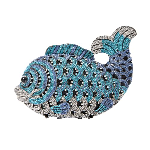 Image of Women Mini Fish Clutch Luxury Rhinestones Purse Sparkling Banquet Handbag Wedding Party Clutch Bag