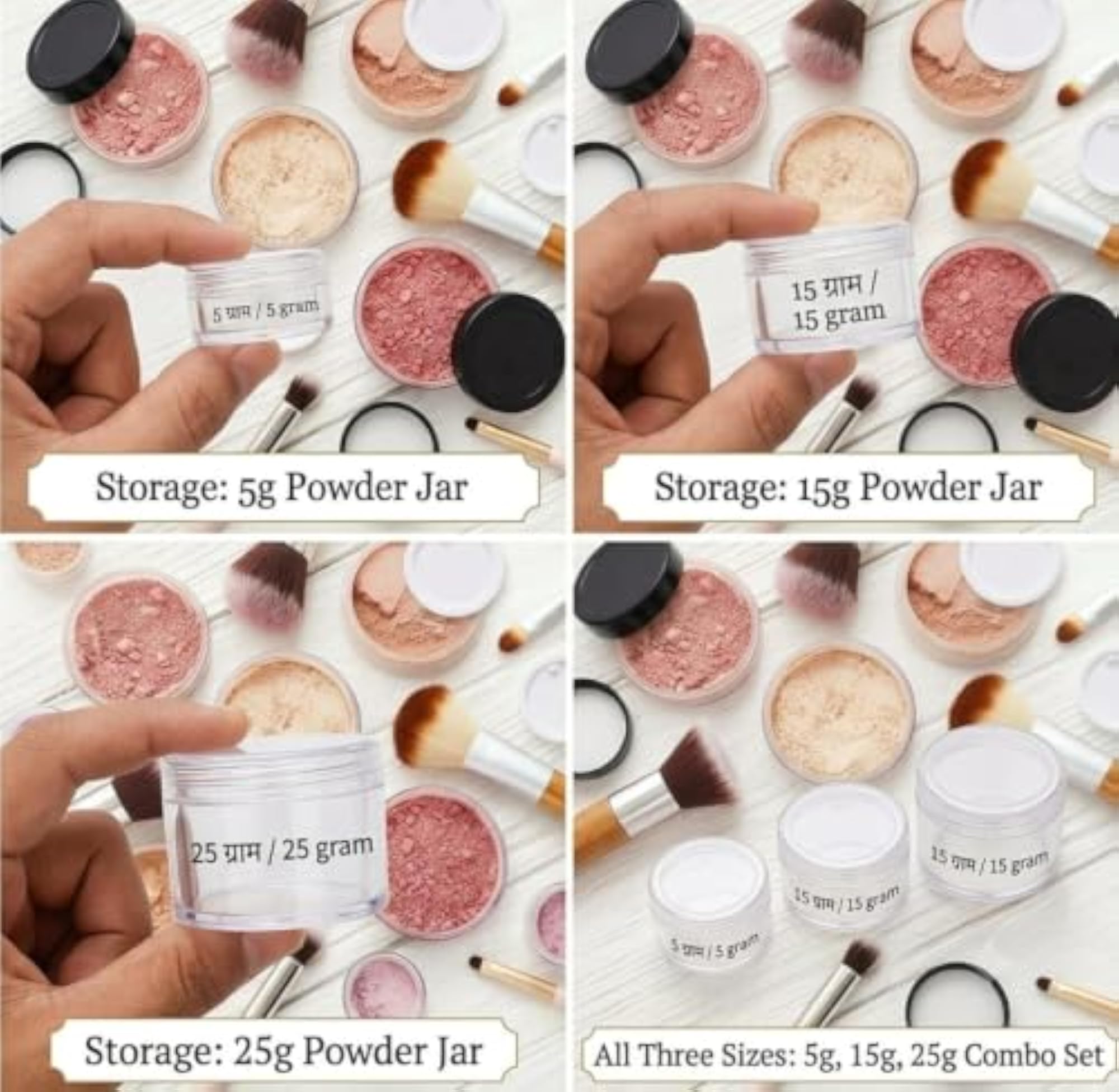 Empty Cosmetic Jar Pack of 3 with Leakproof Inner Lids