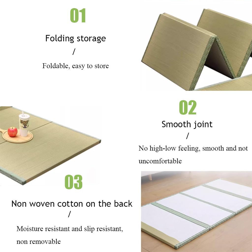 Materassino futon pieghevole giapponese, per dormire, meditazione, yoga, zen, per letto singolo, 75 x 200 x 3,5 cm, erba naturale di rush 3,5 cm di spessore