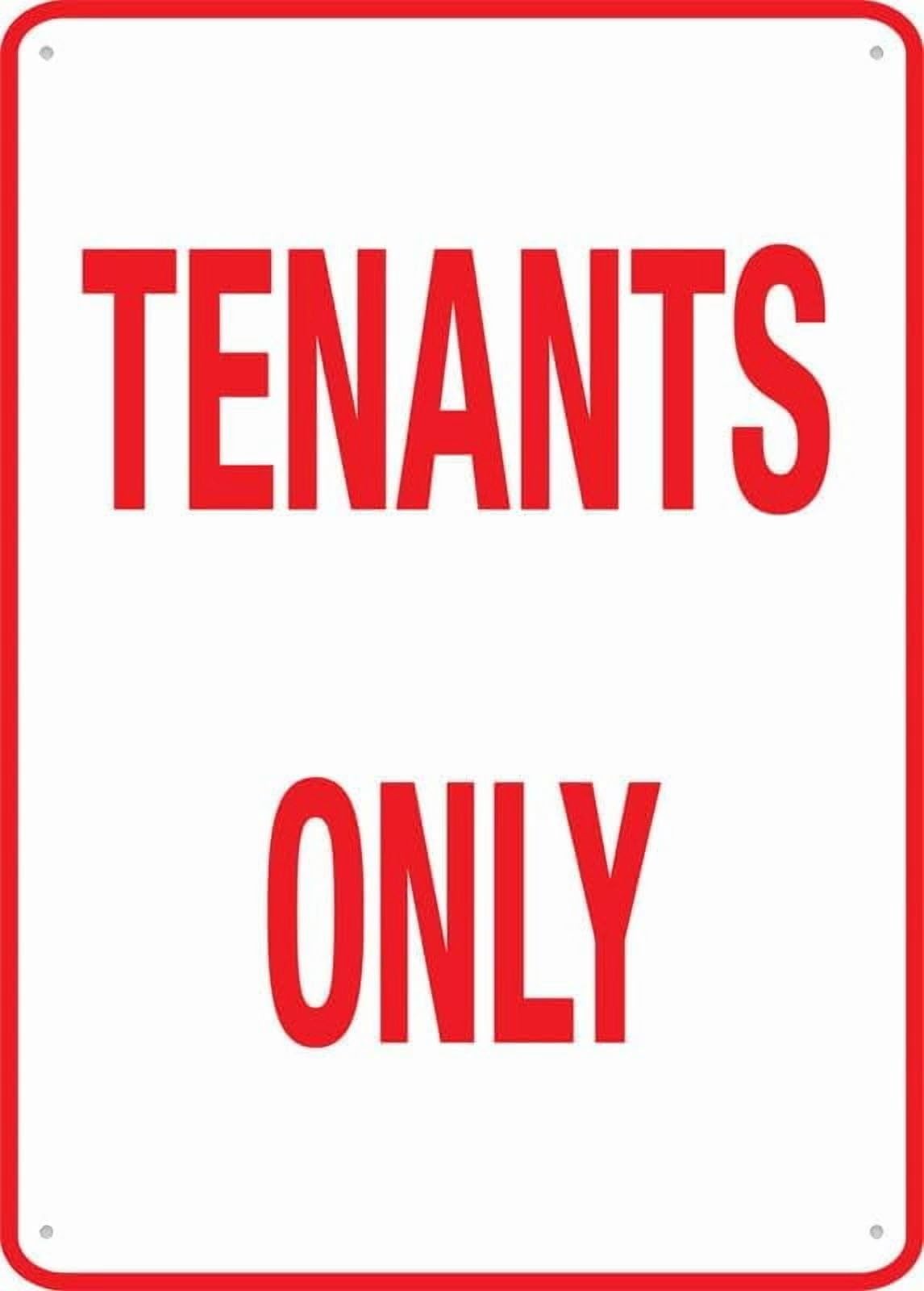 (2-Pack) Metal Tin Sign Tenants Only 12”X8” Signs Pre-Drilled Holes For Easy Mounting Indoor Or Outdoor