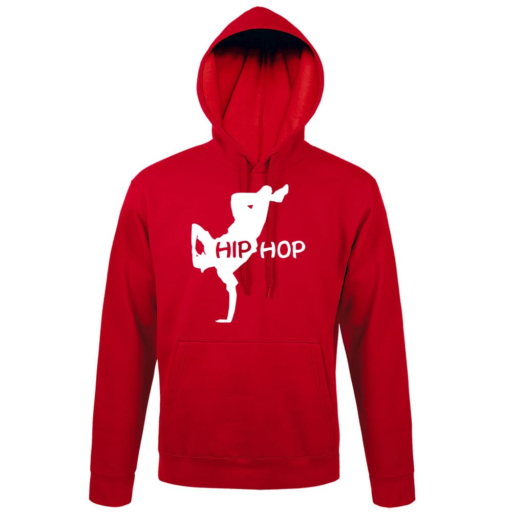 Hip Hop - Felpa con cappuccio da uomo, Colore: rosso, XXXXL