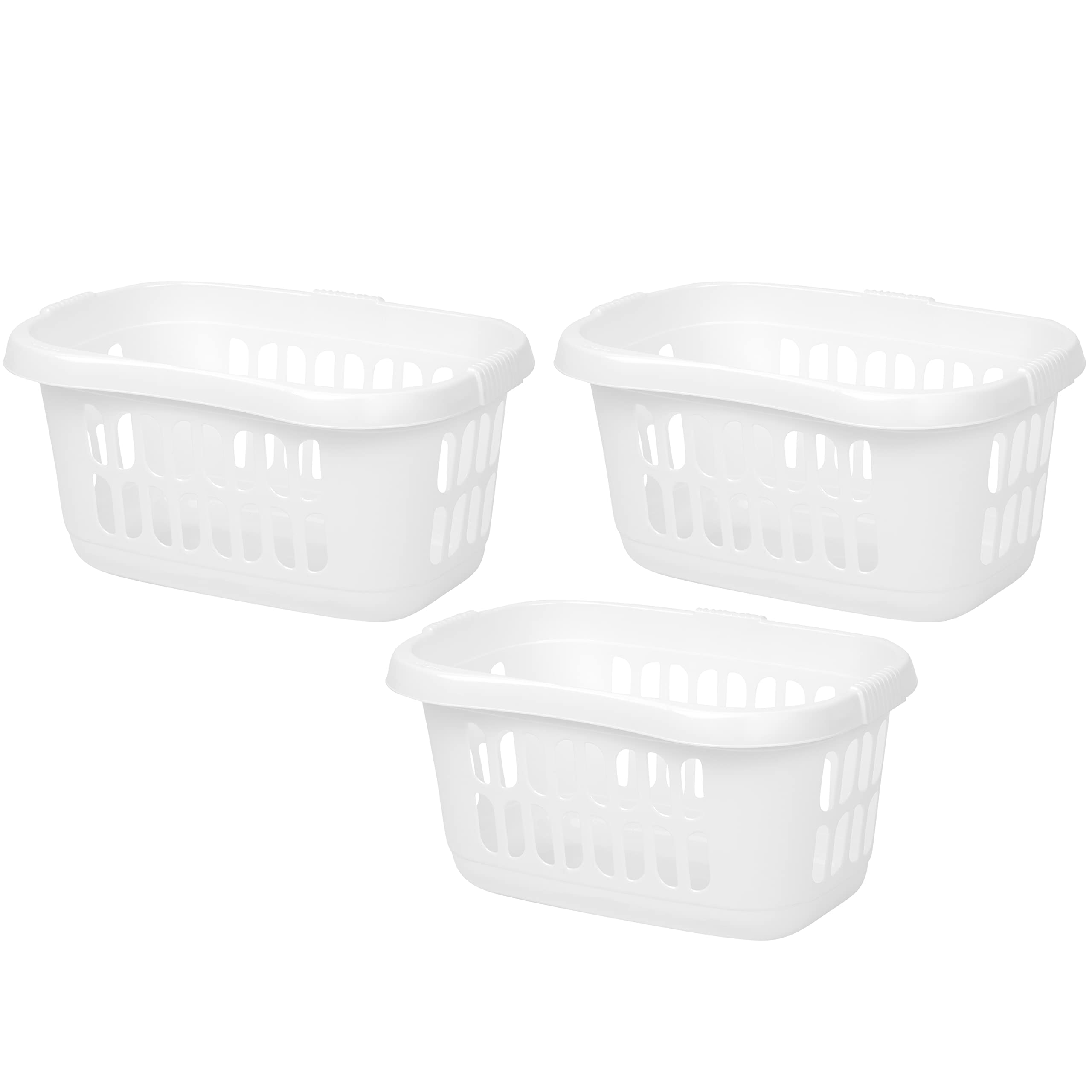 M1ss Ice White 3X 60 Litre Hipster Laundry Basket High Grade Plastic Washing Clothes Linen Storage Bin Tidy Household