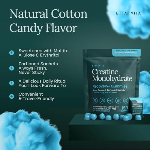 Image of Sugar-Free Creatine Monohydrate Gummies (5g Per Packet) - Potent Creatine Gummies for Men & Women, Supplement for Muscle Support, Cognitive Function - Non-GMO, Gluten-Free, Mucuna Pruriens