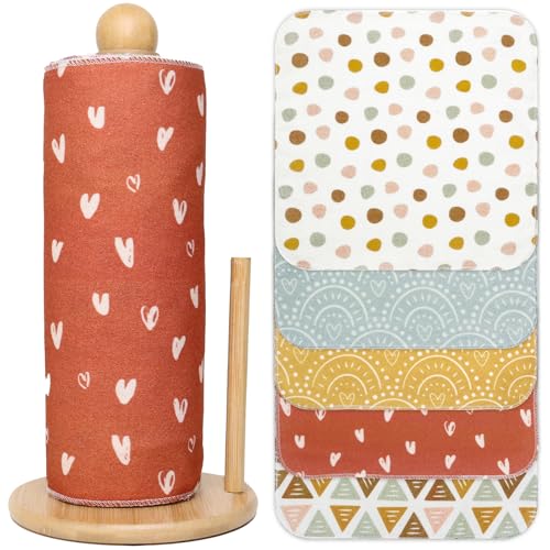 ROGITU 25 Pack Reusable Tissue Paperless Towel Roll Washable Cotton