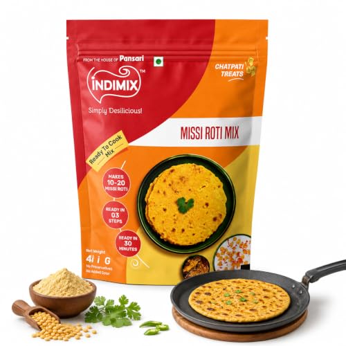Image of INDIMIX Instant Missi Roti Mix 500g | Ready-to-Cook Traditional Indian Flatbreads | Homemade Flavor in 3 Easy Steps | No Artificial Colors or Preservatives (Pansari)