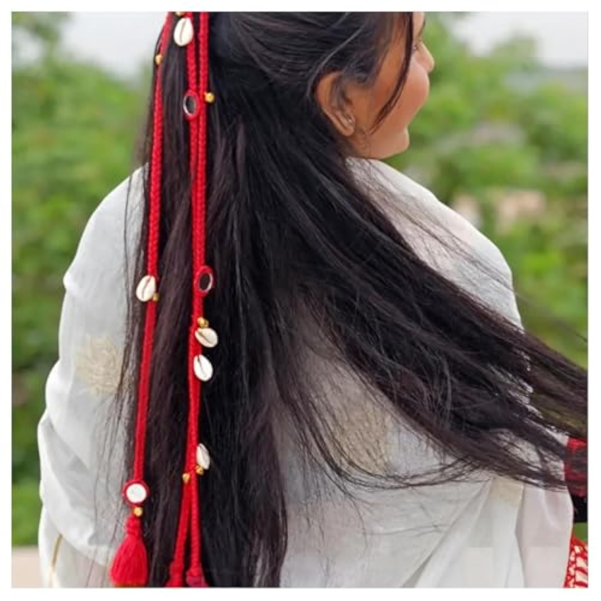 Handmade Cotton Braided Hair Extension with Cowrie Shells