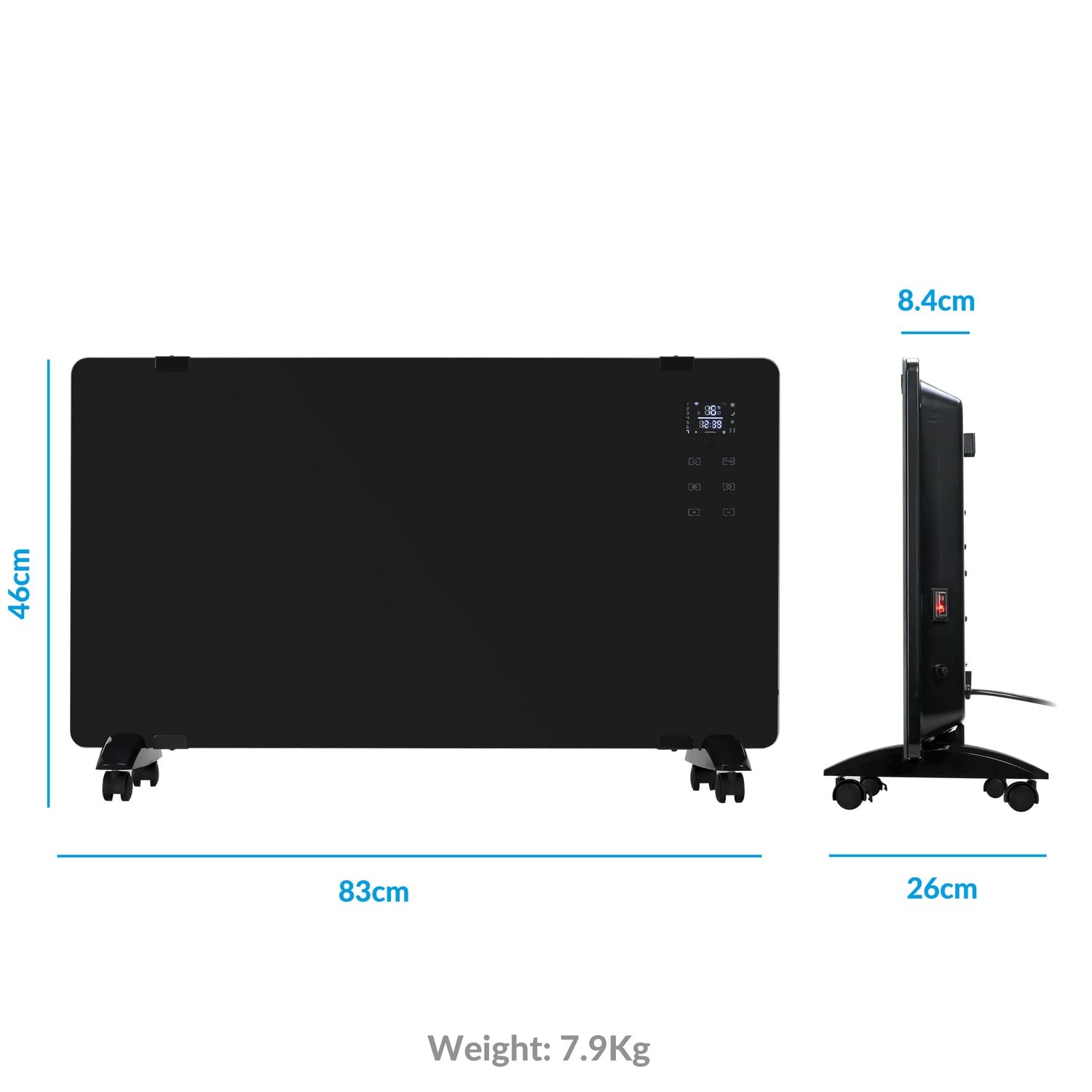 electriQ 2000W Black Designer Glass Heater Wall Mountable Low Energy with  Smart WiFi Alexa - Ultra Slim only 8cm Bathroom Safe IP24 : Amazon.co.uk:  DIY u0026 Tools