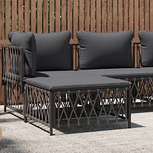 YAFF Patio Footstool with Cushion Anthracite Woven Fabric