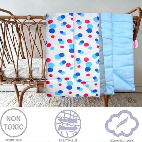 Image of VParents Cotton Crib Sheet for New Born Baby, Soft Cotton Godadi Set for Baby, Godari Bedding Sheet, Blue, Preemiee