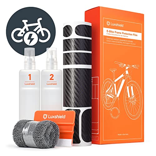 Luxshield E Bike Lackschutzfolie für eBike, Pedelec, Elektro fahrrad, E-Bike, MTB etc. - 21-teiliges Rahmen-Set gegen Steinschlag - Carbon Optik & selbstklebend