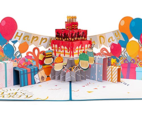 Paper Love Happy Birthday Party, Pop Up Birthday Card, Handmade 3...
