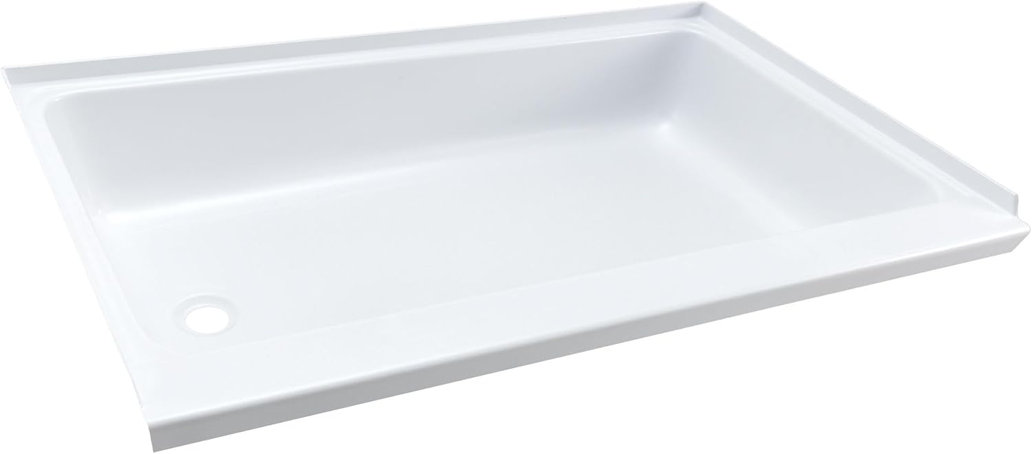 Tough Grade RV Shower Pan 40" x 24" | Durable ABS Plastic | Textured Non-Slip Surface | Raised Lip for Water Containment | Fits Corner & Wall Showers (Left Drain)