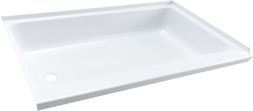 Tough Grade RV Shower Pan 40" x 24" | Durable ABS Plastic | Textured Non-Slip Surface | Raised Lip for Water Containment | Fits Corner & Wall Showers Left Drain