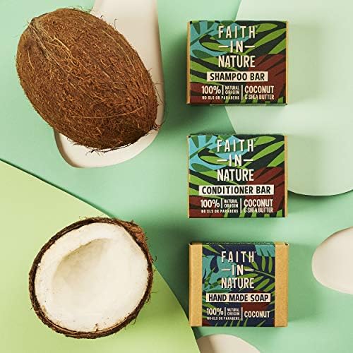 Faith In Nature Natural Coconut and Shea Butter Conditioner Bar, Hydrating, Vegan and Cruelty Free, No SLS or Parabens, For Normal to Dry Hair, 85 g
