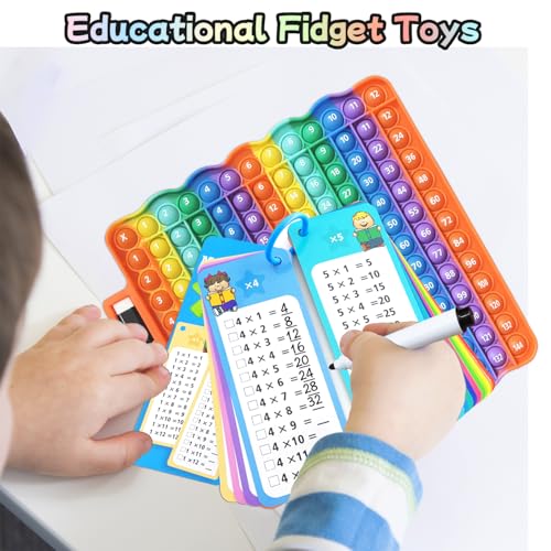 Image of Multiplication Flash Cards + Pop Fidget Multiplication Chart, Times Table Educational Flashcard 3rd Grade, 4th, 5th, 6th Grade