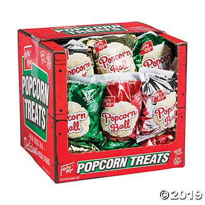 Christmas Popcorn Balls (Individually wrapped 24 pack) Holiday Candy and Snacks