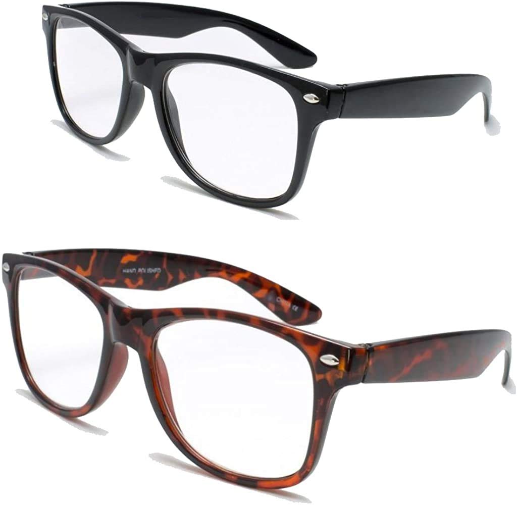 2 Pares De Lujo Gafas De Lectura De Estilo Wayfarer - Lectores Simples Cómodas Magnificación Rx (1 Tortuga Negro 1, 3.5 X)