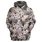 Funny Opossum Seamless Animal All Over Print Hoodie Sweatshirt Funny Sweatshirt Opossum 3D Printed Hoodie