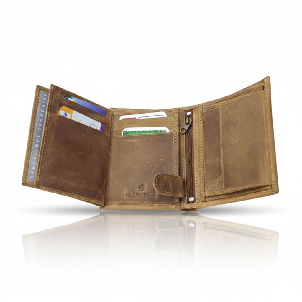Porte Papier Voiture en Cuir - Organiseur- étui Carte Grise, permis, Carte d'identité, Cartes, très Complet, Cuir Souple pour Homme ou Femme