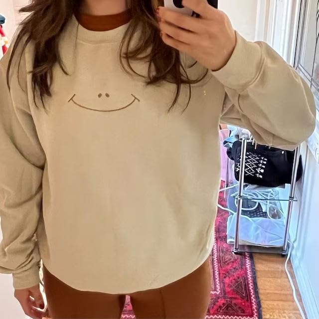 Smiley Face Embroidered Sweatshirt,Cute Hoodie,Unisex4