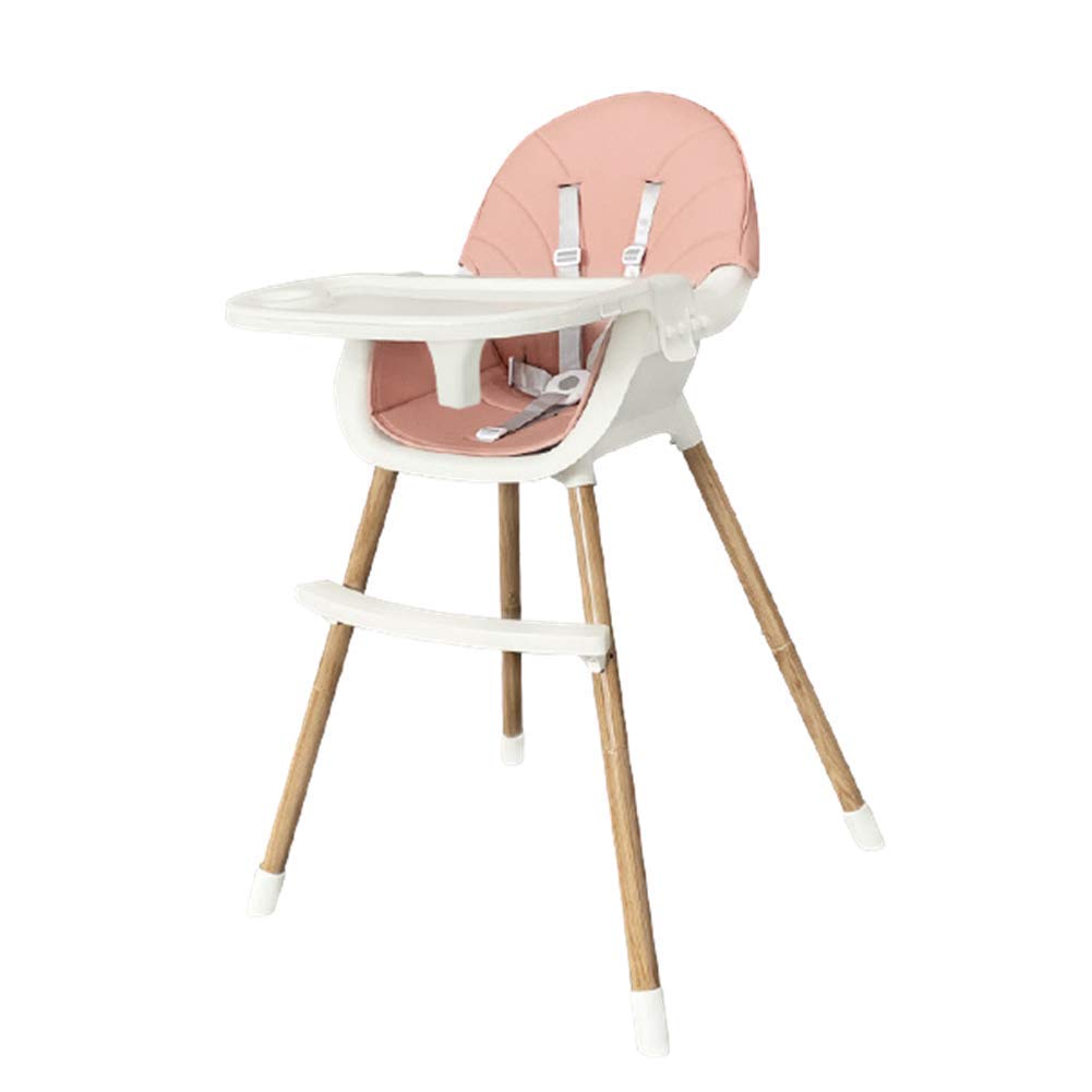 Chaise Haute Bébé En Bois - Réglable, 90KG Max, Avec Coussin - Pour Enfants Et Adultes, Rose - 48x46x78 Cm