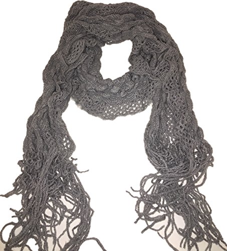 Ruffled Oblong Scarf - Grey