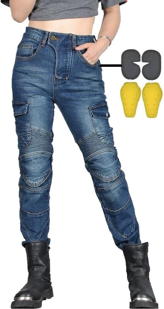 Women Moto Jeans Motorcycle Pants Motorbike Biker Trousers