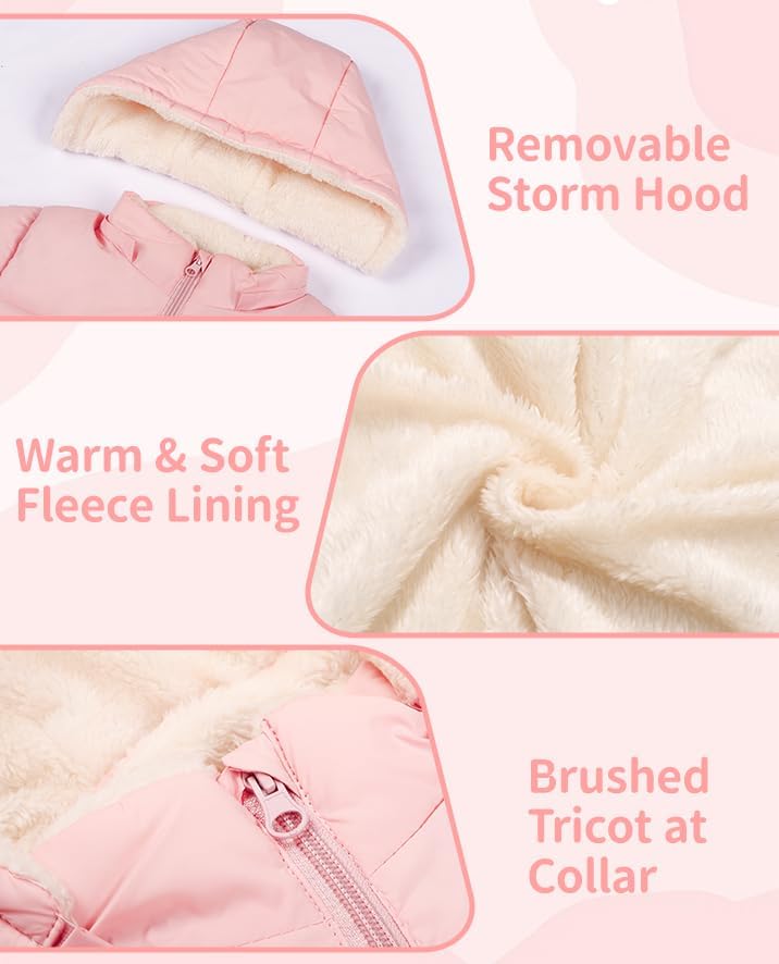 Toddler Winter Coats, 1-7T Baby Girls Boys' Winter Fleece Jackets With Hooded Jacket Outwear - Image 7