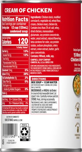 Image of Campbell's Condensed Cream of Chicken Soup, Family Size 22.6 oz. Can (Pack of 2)