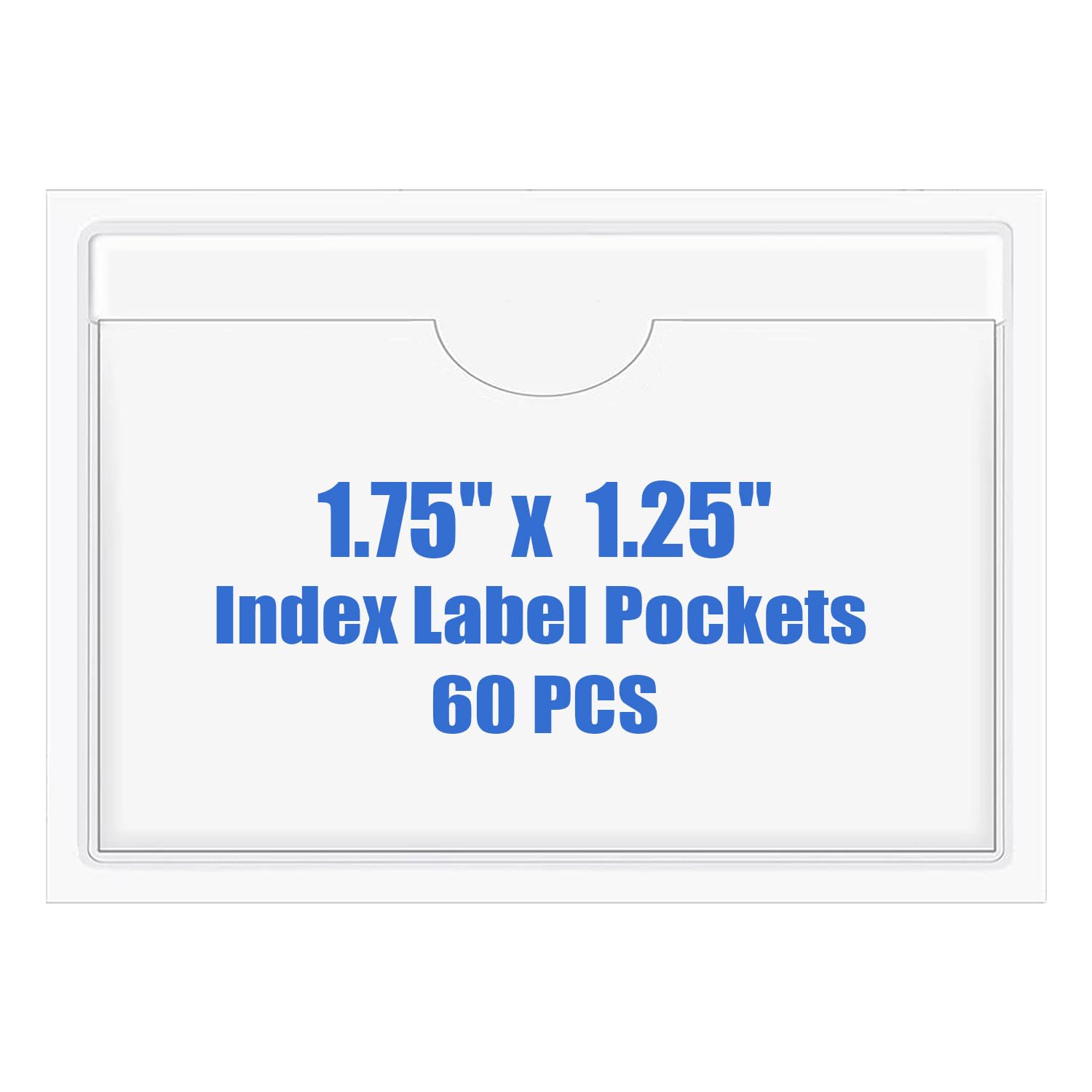 Origin-Joy 60 PCS Self Adhesive Index Card Pockets with Top Open, Clear Plastic Label Holder for Cards of Note, Library and Business, Adhesive Label
