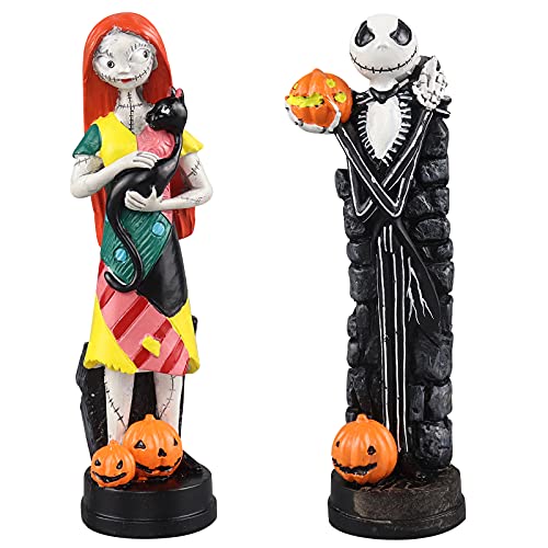 Una pesadilla antes de Navidad figuras Jack Skellington Sally con estatuas de calabaza conjuntos de...