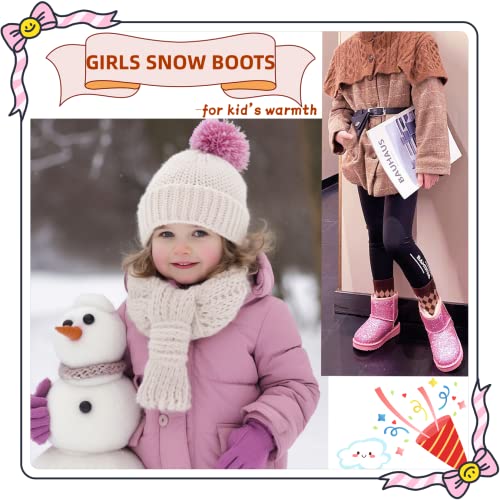 Girl's Boots Kids Glitter Snow Boots Durability Slip Resistant Outdoor Ankle Boots(Toddler/Little Kids)2
