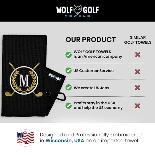 Wolf Golf Towels Monogrammed Personalized Golf Towel | Custom Golf Towels for Golf Bags for Men or Women - Thumbnail 5
