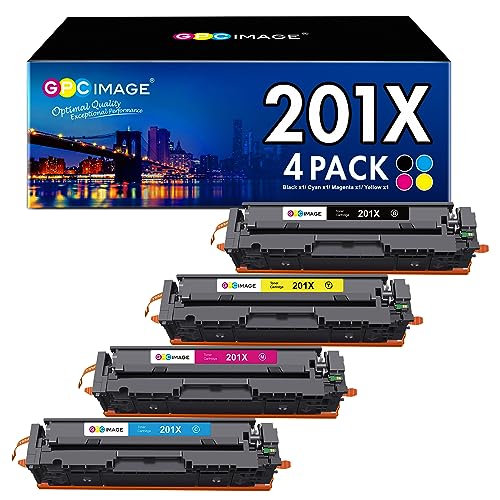 GPC Image Cartuchos de tóner de Repuesto para HP 201X 201A CF400X CF400A compatibles con Color LaserJet Pro M252n M277n MFP M252dw M277dw M274n M277c6 (Negro, Cian, Magenta, Amarillo, 4 Pack)
