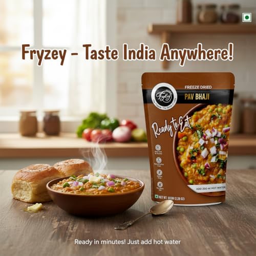 Image of FzyEzy Freeze-Dried Pav Bhaji Masala | Authentic Mumbai Street-Style Curry Paste | Ready in Minutes - Just Add Hot Water | Vegetarian Indian Meal | Travel-Friendly & Preservative-Free | 65g Pack