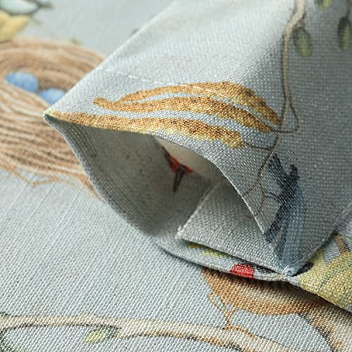 Leeva Tie-Up Shade For Kitchen Windows, Watercolor Floral Pattern Lined Roman Balloon Curtains Valance For Bathroom Dining Room, One Panel, Birds_Sky_Blue, 42X63 #TOP2