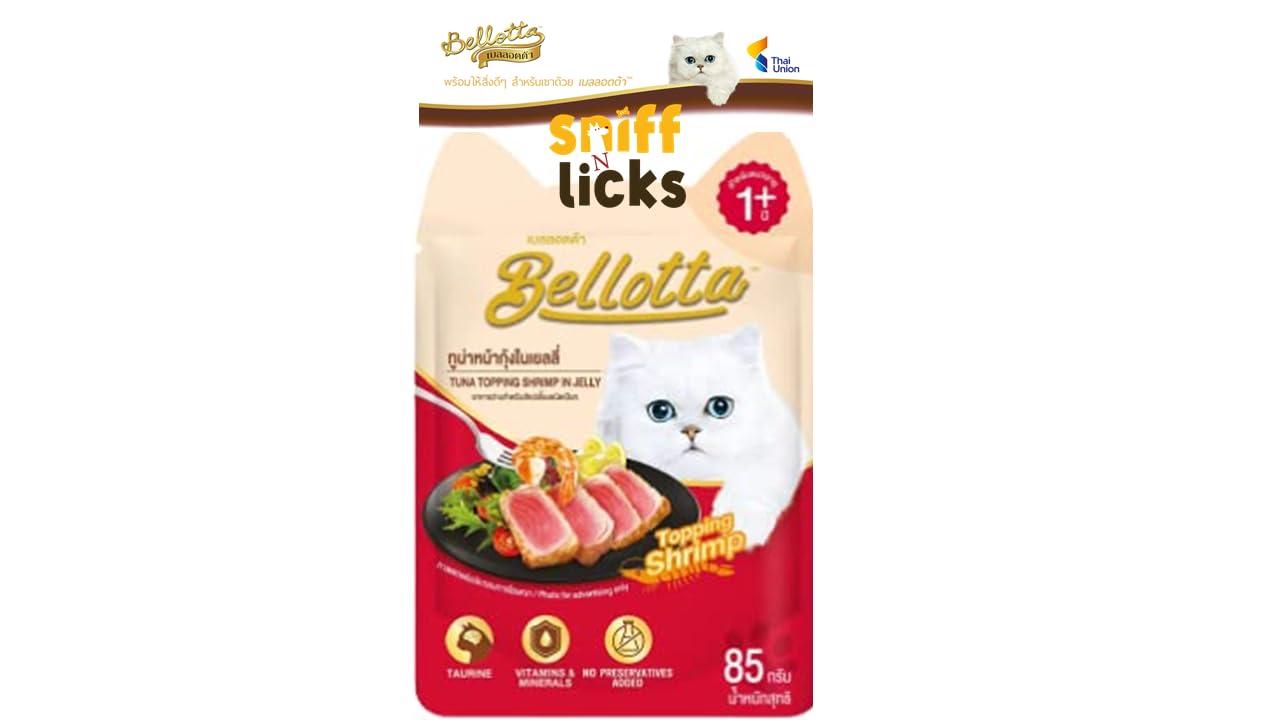 Bellotta Wet Food for Cats and Kittens, Tuna Topping Shrimp in Jelly, 85 g (Pack of 48) by Sniff N Licks (B0CV5PRBGH) Amazon Price History, Amazon Price Tracker