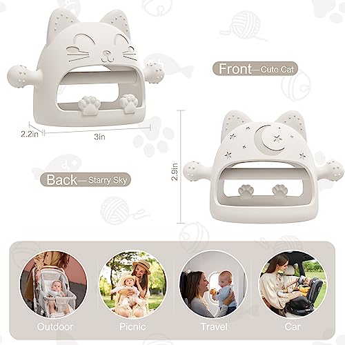 Image of Baby Teething Toys for Babies 0-6 Months-Baby Teether,Anti-Drop Silicone Mitten Teething Toy for Soothing Sore Gums,Teething Pacifier,Baby Toys 6 to 12 Months-Ideal Baby Travel Essentials for Moms (Starlight)