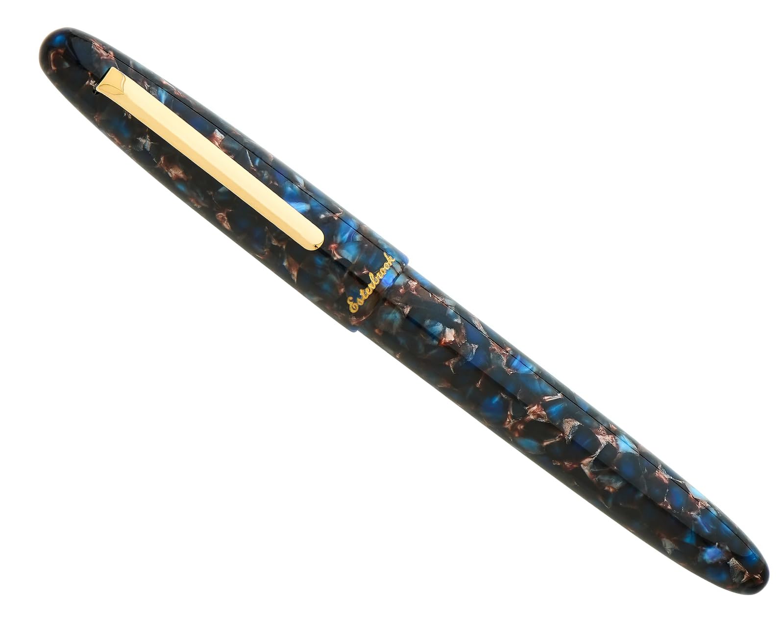 Stylo plume Esterbrook Estie Nouveau Blue Gold Trim, stylo plume à cartouche avec 30 ml d'encre Pinie