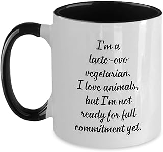"Cheeky Quirky Lacto Ovo Vegetarian Coffee Mug, Ideal Unique Gag Gift For Lacto Ovo Vegetarians Birthday Christmas Anniversary, Present For Vegan Woman"