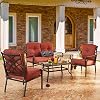 PatioFestival Patio Furniture Set 4 Piece Outdoors Sofas with 63 Inch Cushion Metal Bistro Conversation SetBurgundy Red