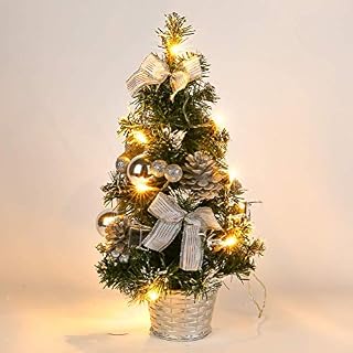 ESHOO Small Christmas Tree with Lights,Mini Desktop Decoration Xmas Tree (40CM),Ship From UK