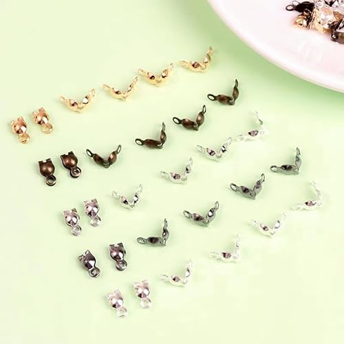 Miniatura 6 de Daiyifiy Juego de 1000 cuentas con puntas de nudo, puntas de engarzado de almeja, cuentas para hacer joyas, cuentas abiertas plegables para nudos y