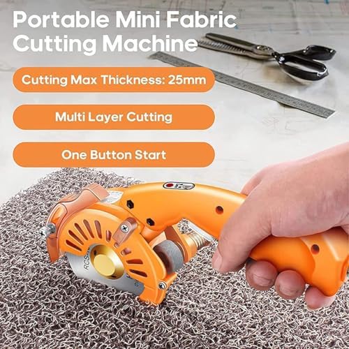 Electric Rotary Fabric Cutter - Handheld Cloth Cutting Machine with LED Light, Adjustable 5-Speed, Auto Knife Sharpening & Safety Lifter, Perfect for Leather & Paper Cutting (4.5cm)