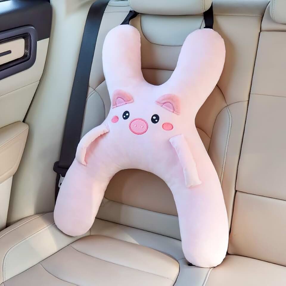 Animal-themed travel car seat pillow