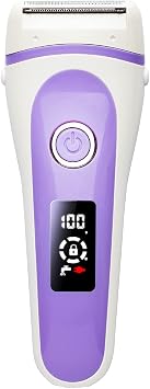 Electric Razor for Women, Lady Shaver Bikini Trimmer Rechargeable Body Hair Removel for Face, Lip, Arms, Legs, Underarms Wet Dry Use with LED Display Purple