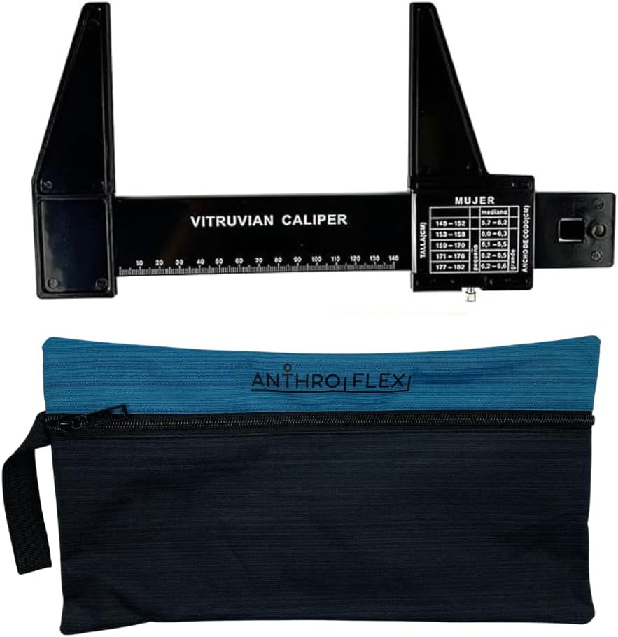 Vitruvian Small Bone Caliper - Measure Diameter Width of Elbow, Knee, Foot, Wrist, Biestiolide, Bimaleolar, Forearm, Humerus, Femur - Plastic - with Transport Case